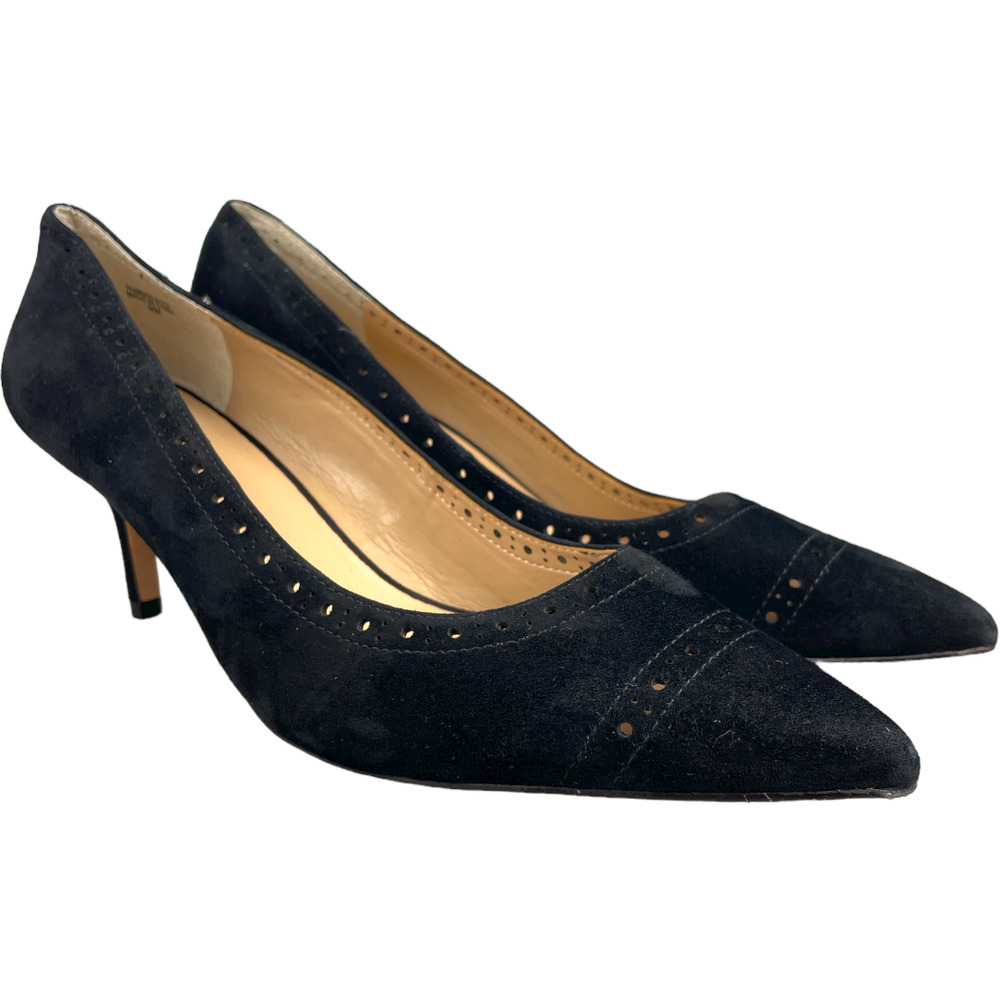 Ann Taylor Women's Black Suede Leather Slip On Heel Size 9 M